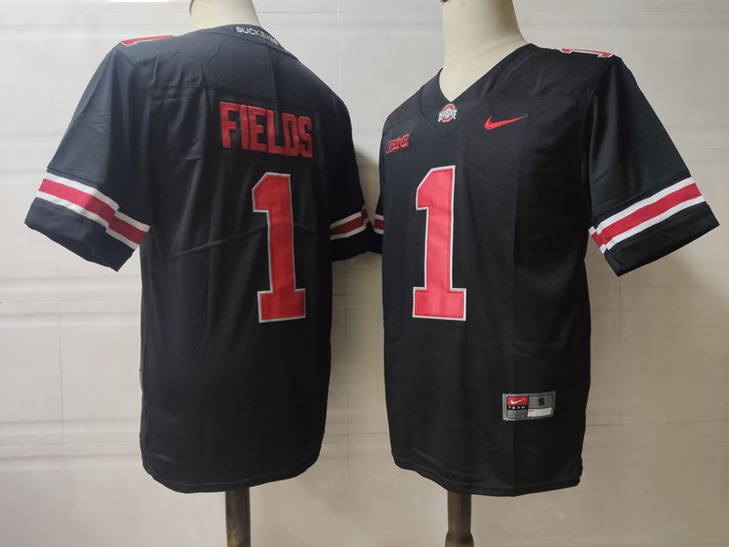 Men Ohio State Buckeyes #1 Fields Black Nike 2025 NCAA Jersey style 1